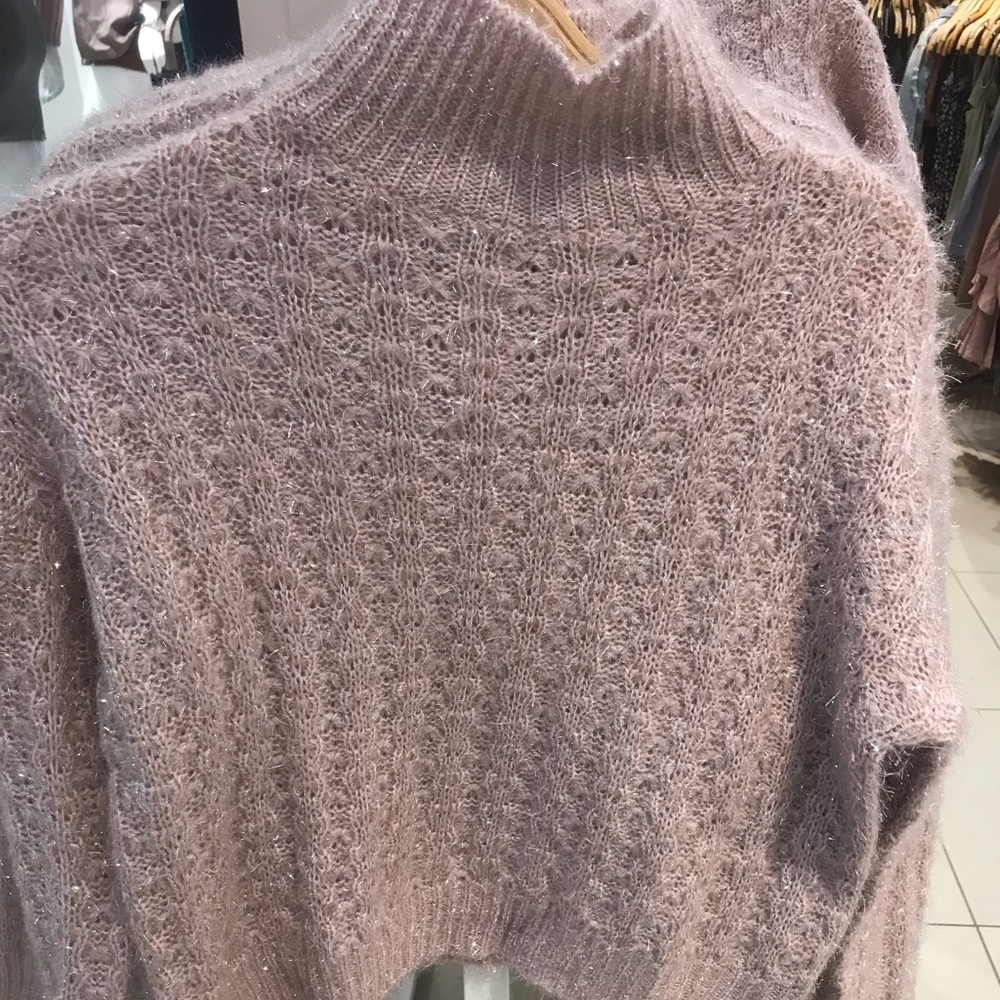 Pink/Cream/Gray Turtleneck Sweater